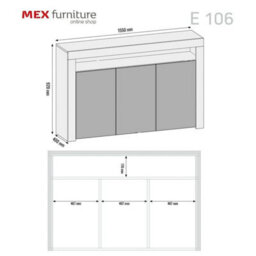 Sideboard Tv Stand Storage Cabinet Cupboard White Gloss Doors Led 155Cm Unit - thumbnail 6