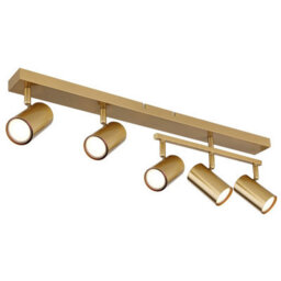 Luminosa Lighting Luminosa Robby Ceiling Spotlight Bar Gold Colours Brushed 5X Gu10