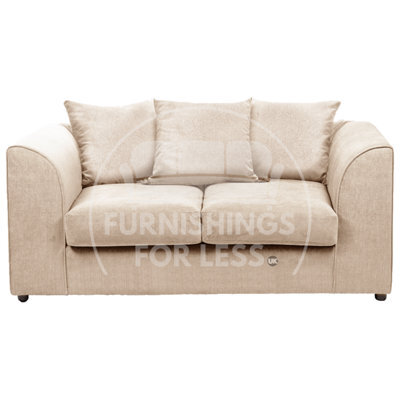 Furnishings For Less UK Casper Soft Chenille Fabric Fabric 2 Seater Sofa Beige - Scatter Back - image 1
