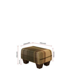 Olive Green Mahogany Wood Chunky Legs Tartan Fabric Small Footstool  Handmade Uk By Footstools Direct - thumbnail 2