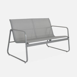 Sweeek - 4-Seater Metal Garden Sofa Set Silvi Light Grey 77X114X76 Cm - thumbnail 2