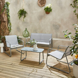 Sweeek - 4-Seater Metal Garden Sofa Set Silvi Light Grey 77X114X76 Cm - thumbnail 7