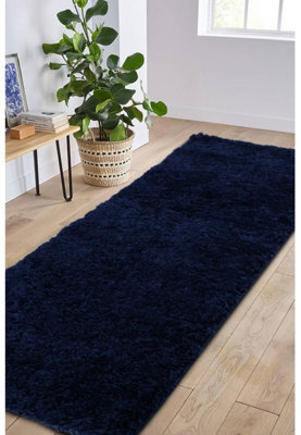 Melrose Venus Shaggy High Pile Navy Runner Rug 067/200Cm - image 1