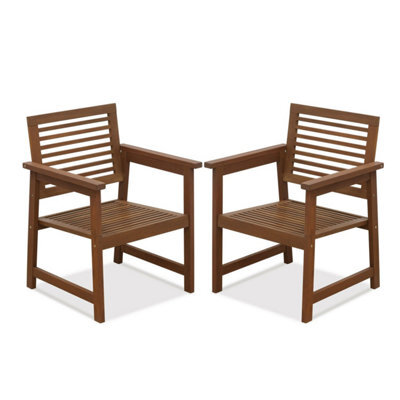 Walplus Furinno Tioman Hardwood Outdoor Armchair Without Cushion, Set Of Two, Natural - image 1