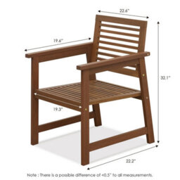 Walplus Furinno Tioman Hardwood Outdoor Armchair Without Cushion, Set Of Two, Natural - thumbnail 3