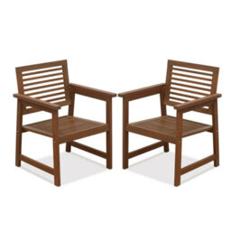 Walplus Furinno Tioman Hardwood Outdoor Armchair Without Cushion, Set Of Two, Natural - thumbnail 1