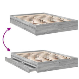 Berkfield Bed Frame With Drawers Without Mattress Grey Sonoma 160X200 Cm - thumbnail 7