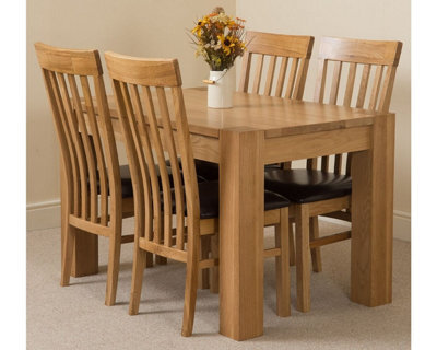 That's Furniture Kuba 125 X 80 Cm Chunky Oak Small Dining Table And 4 Chairs Dining Set With Harvard Chairs - image 1