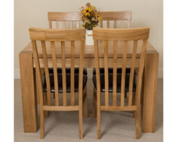 That's Furniture Kuba 125 X 80 Cm Chunky Oak Small Dining Table And 4 Chairs Dining Set With Harvard Chairs - thumbnail 2