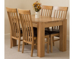 That's Furniture Kuba 125 X 80 Cm Chunky Oak Small Dining Table And 4 Chairs Dining Set With Harvard Chairs - thumbnail 1