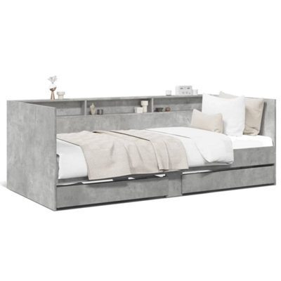 Berkfield Versatile Daybed With Drawers Without Mattress Concrete Grey 100X200 Cm