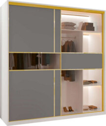 Sliding Wardrobes 4 u LTD Modern Sliding Wardrobe With Golden Detailing Universal Glass Door, Dual Led Lights & Fully Mdf Construction (White,200Cm) - thumbnail 3