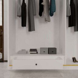 Sliding Wardrobes 4 u LTD Modern Sliding Wardrobe With Golden Detailing Universal Glass Door, Dual Led Lights & Fully Mdf Construction (White,200Cm) - thumbnail 6
