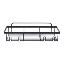 Living And Home 4 Piece No Drill Wall Mount Shower Caddy Set Black Metal Bathroom Organizer With Wall Stickers Hooks - thumbnail 5