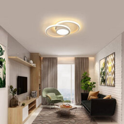 Pheashine Modern Double Round Led Ceiling Light,42W Dia 40Cm Warm White 3000K For Bedroom Or Kitchen - thumbnail 2
