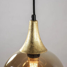 Luminosa Lighting Luminosa Callisto Slim Pendant Ceiling Light Black, Gold Amber Glass Shade 1X E27 - thumbnail 2