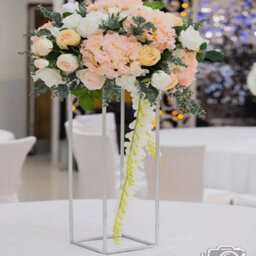 Living And Home Silver Tall Metal Column Vase Flower Stand Wedding Centrepieces H 60Cm