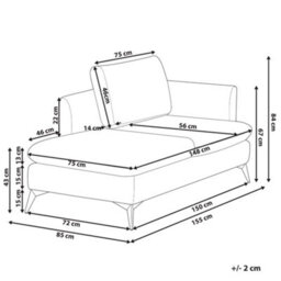 Beliani Right-Hand Chaise Longue Sievoz Fabric Light Grey - thumbnail 3