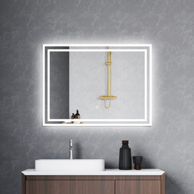 Probaty Bathrooms Bathroom 3-Colour Led Mirror 80X60Cm With Anti-Fog And Memory Function,backlit Wall Vanity Mirror,touch Sensor Switch,ip44 - image 1