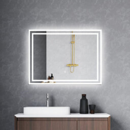 Probaty Bathrooms Bathroom 3-Colour Led Mirror 80X60Cm With Anti-Fog And Memory Function,backlit Wall Vanity Mirror,touch Sensor Switch,ip44 - thumbnail 1