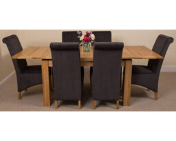 That's Furniture Richmond 140Cm - 220Cm Oak Extending Dining Table And 6 Chairs Dining Set With Montana Black Fabric Chairs - thumbnail 2