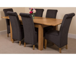 That's Furniture Richmond 140Cm - 220Cm Oak Extending Dining Table And 6 Chairs Dining Set With Montana Black Fabric Chairs - thumbnail 1