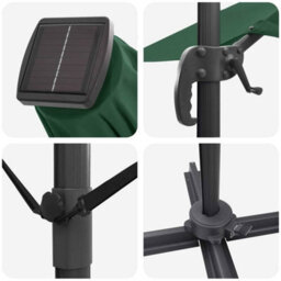 Berkfield Cantilever Roma Parasol With Leds Green 286X285X270 Cm Aluminium - thumbnail 9
