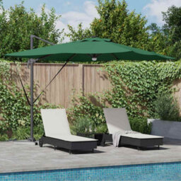 Berkfield Cantilever Roma Parasol With Leds Green 286X285X270 Cm Aluminium - thumbnail 1