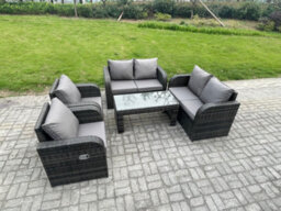 Fimous Patio Garden Furniture Sets Wicker 6 Seater Outdoor Rattan Furniture Sofa Sets With Coffee Table Reclining Chair - thumbnail 1