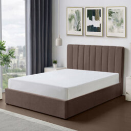 Evelynne Fabric 135Cm Double Ottoman Bed Frame With Storage - Dark Brown - thumbnail 2