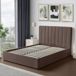 Evelynne Fabric 135Cm Double Ottoman Bed Frame With Storage - Dark Brown - thumbnail 3