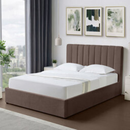 Evelynne Fabric 135Cm Double Ottoman Bed Frame With Storage - Dark Brown - thumbnail 1