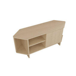 Teo Corner Tv Stand - Space-Saving Tv Unit For 43-48'' Tvs, Compact Media Console With Open Shelves & Cabinet (Light Oak) - thumbnail 5