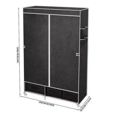 Black Portable Wardrobe Closet Non Woven Fabric Clothes Storage Cabinet With Cover - image 1