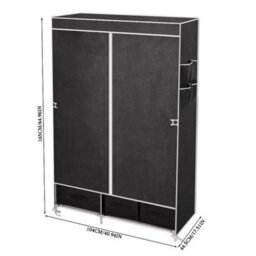 Black Portable Wardrobe Closet Non Woven Fabric Clothes Storage Cabinet With Cover - thumbnail 1
