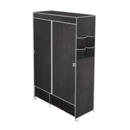 Black Portable Wardrobe Closet Non Woven Fabric Clothes Storage Cabinet With Cover - thumbnail 3