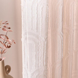Ohs Tufted Arches Voile Net Curtain Pair Window Panels Slot Top Set - Natural - thumbnail 4