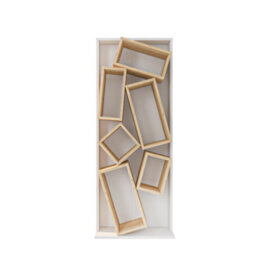Decorotika Carmen Assymetrical Design Bookshelf, Shelving Unit, Display Unit With 6 Shelves White & Sapphire Oak - thumbnail 4