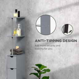 Homcom Tall Bathroom Storage Cabinet With Shelf And Drawers, Grey - thumbnail 6