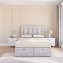 Sloomy Manhattan End Lift Ottoman Bed 6Ft With Sprung Memory Mattress - Silver Plush & Headboard- Super King - thumbnail 3