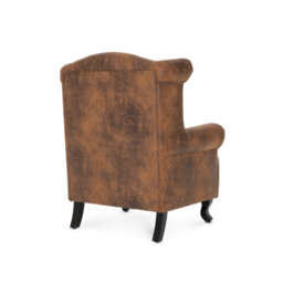 Faux Leather Suede Brown Britannia Wing Back Chair With Union Jack Flag - thumbnail 5