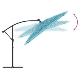 Berkfield Garden Parasol With Steel Pole Blue 246X246X230 Cm - thumbnail 7