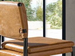 Angel Cerda Elegant Brown Leather Dining Stool With Backrest - thumbnail 4