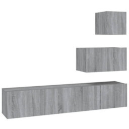 Berkfield 4 Piece Tv Cabinet Set Grey Sonoma Engineered Wood - thumbnail 2