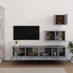 Berkfield 4 Piece Tv Cabinet Set Grey Sonoma Engineered Wood - thumbnail 3