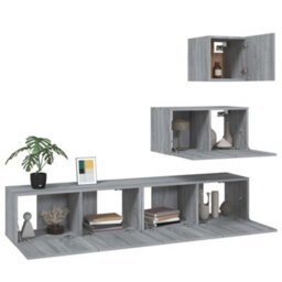 Berkfield 4 Piece Tv Cabinet Set Grey Sonoma Engineered Wood - thumbnail 4