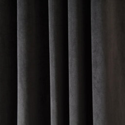 "Ohs Pair Of Bow Décor Velvet Eyelet Curtains Ready Made, Grey - 66 X 90""" - thumbnail 3