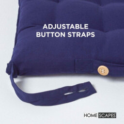 Homescapes Navy Blue Seat Pads Or Cotton Chair Cushions 40X40 Cm, Set Of 4 Plain Chair Pads For Dining, Kitchen Or Outdoor - thumbnail 5