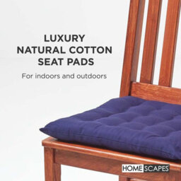 Homescapes Navy Blue Seat Pads Or Cotton Chair Cushions 40X40 Cm, Set Of 4 Plain Chair Pads For Dining, Kitchen Or Outdoor - thumbnail 2