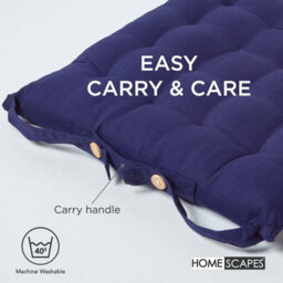 Homescapes Navy Blue Seat Pads Or Cotton Chair Cushions 40X40 Cm, Set Of 4 Plain Chair Pads For Dining, Kitchen Or Outdoor - thumbnail 6